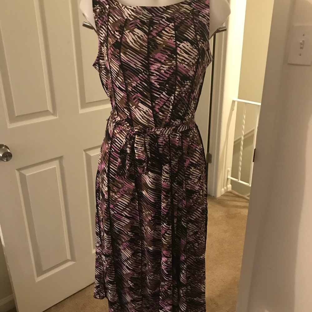 purple and brown flowy dress